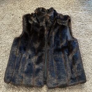 Faux Fur Vest in Rich Brown